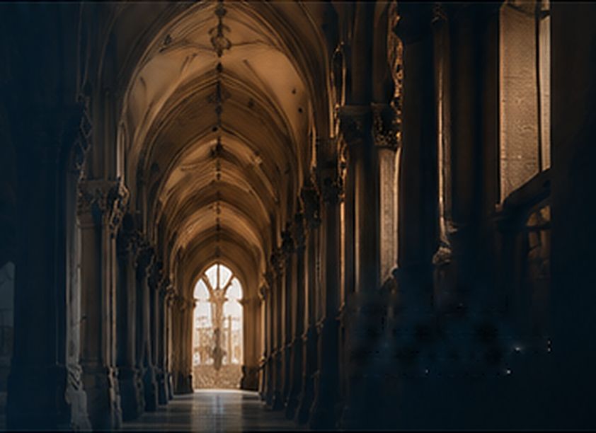 Arched corridor of a court building